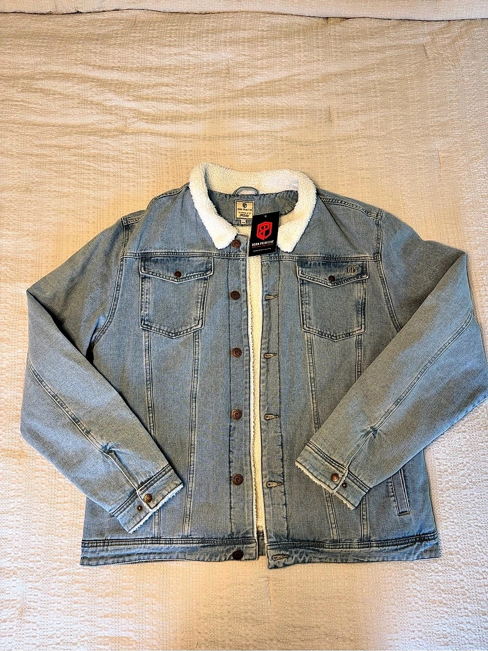 Born Primitive Men's Pioneer Denim Sherpa Jacket (Light Wash)